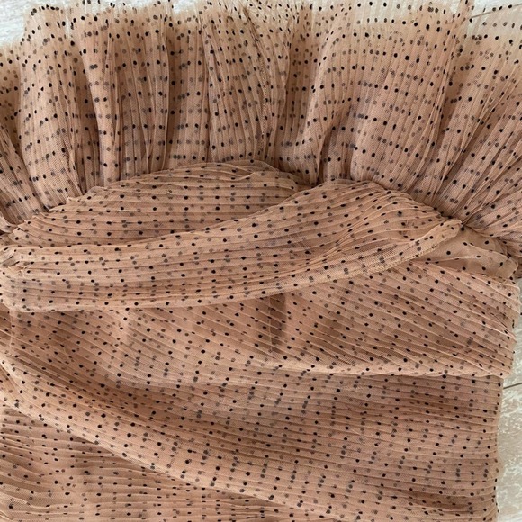 NWT Zara Nude Polka Dot Tulle Ruffle Top Size XS - Picture 8 of 11